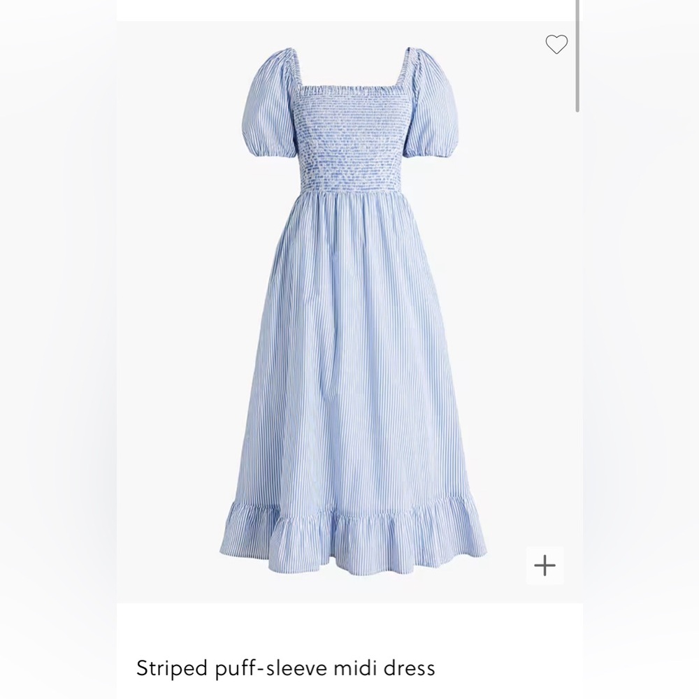 NWT J. Crew Factory Striped Puff Sleeve midi, size Small